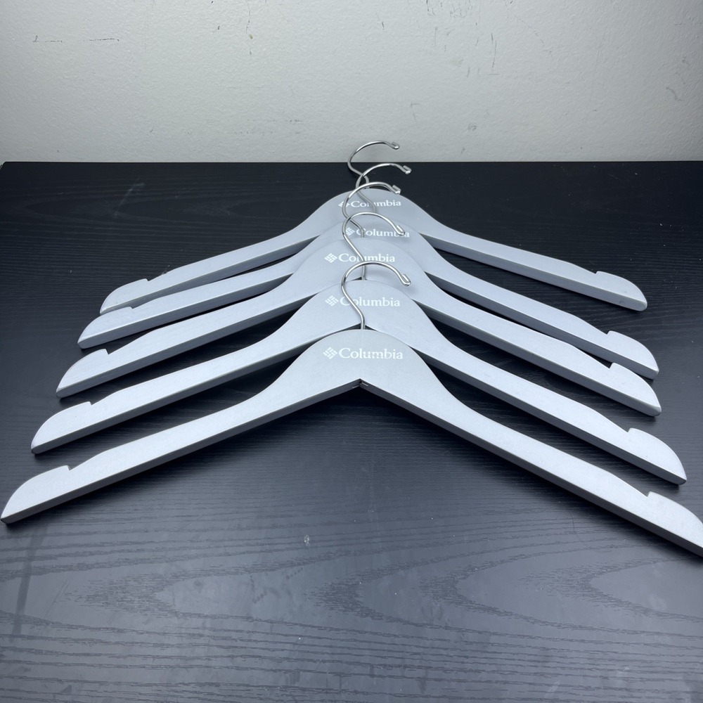 Columbia Sportswear Company Wooden Clothes Hangers Gray‎ Set of 5